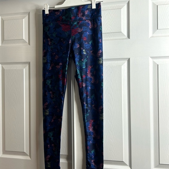 Terez Shiny High Rise Leggings Blue Pink Green M - Picture 1 of 6